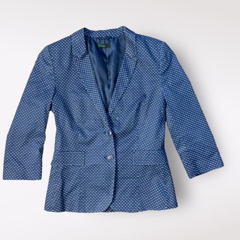 Benetton Womens Buttoned Polka Dot‎ Blazer Size 4
